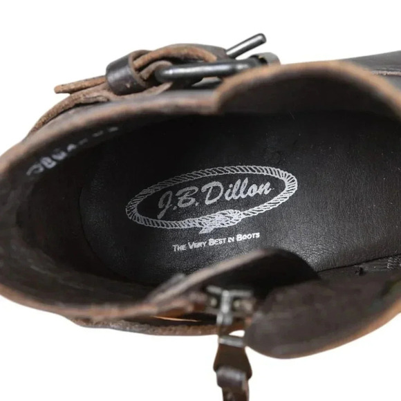 JB Dillon Women’s Western Brown Leather Short Ankle Boots Buckle Zip Size 7.5 B - Picture 12 of 14